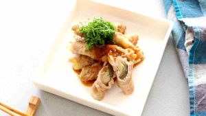 豚肉のみょうが巻き梅しそ風味