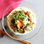 茄子と豚肉の豆乳冷やしうどん